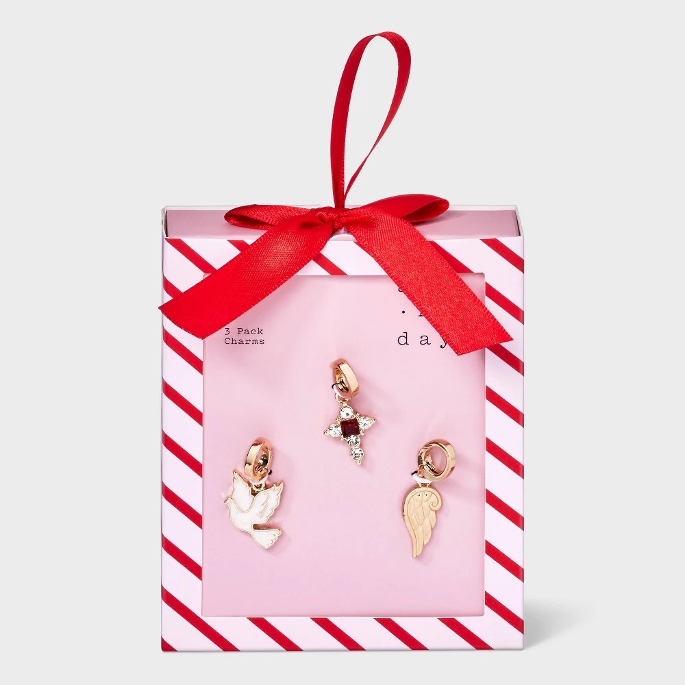 Angel Cross and Wing Charm Necklace Set 3pc - a New Day™ Gold - Bellso